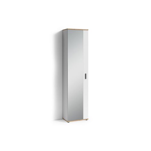 4251942206760 - Byliving - Spiegel-Schrank jakob Eintüriger Hochschrank mit Spiegeltür weiß - Artisan Griffe silber-farben Tür variabel rechts oder links 5 4251942206760 - Byliving - Spiegel-Schrank jakob Eintüriger Hochschrank mit Spiegeltür weiß - Artisan Griffe silber-farben Tür variabel rechts oder links 5