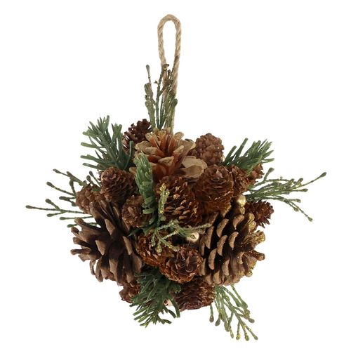 5712750339259 - Chic Antique Fleur Aufhänger aus Tannenzapfen und Glitzer D12 cm natur