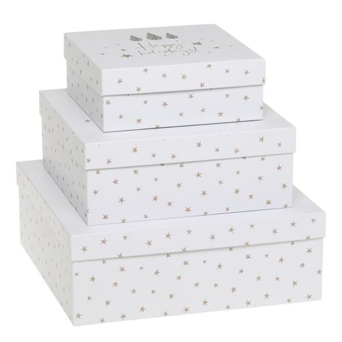 5712750375721 - Chic Antique Geschenkbox 3er-Set mit Sternen H9 L25 B25 cm weiß 5712750375721 - Chic Antique Geschenkbox 3er-Set mit Sternen H9 L25 B25 cm weiß