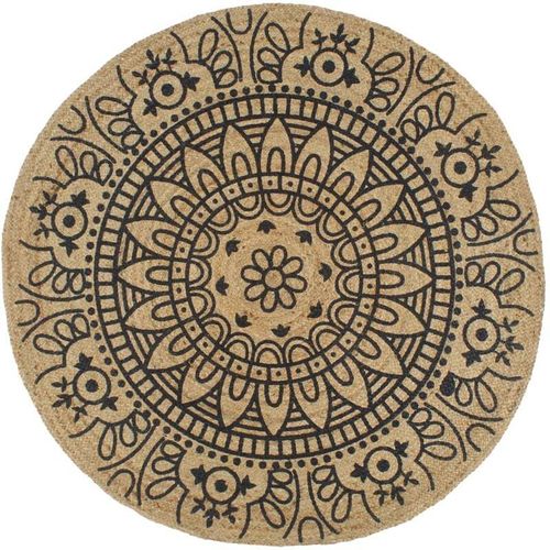8718475733423 - Vidaxl - Teppich Handgefertigt Jute mit Dunkelblauem Aufdruck 150 cm