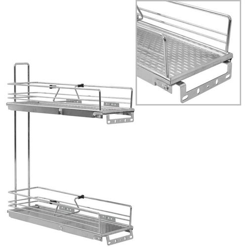 8719883607863 - Bonnevie - 2-stufiger Ausziehbarer Küchen-Drahtkorb Silbern 47x15x545 cm vidaXL28730