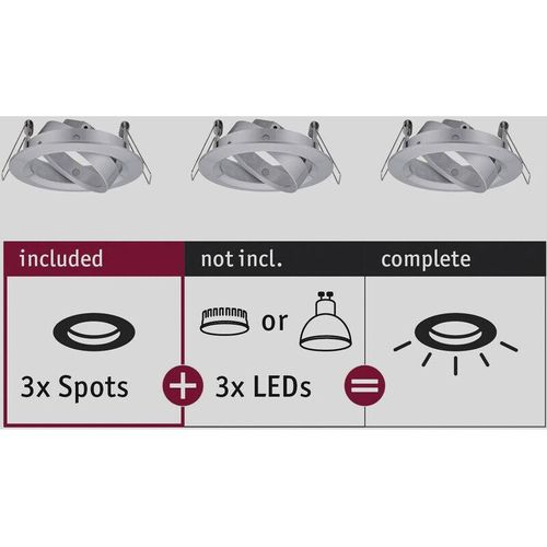 4000870924907 - Einbauleuchte Choose Basisset schwenkbar rund 84mm 50° max 3x10W dimmbar Alu gedreht