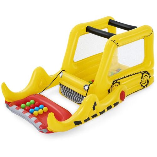 6942138961997 - Inflatable Bulldozer Aufblasbarer Jumper mit 25 Spielbällen 198x105x84 cm Gelb mit Sicherheitsnetz - Bestway