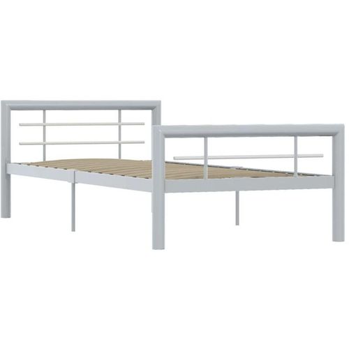 8719883888873 - Bonnevie - BettgestellSchlafzimmerbett Grau und Weiß Metall 100 × 200 cm vidaXL