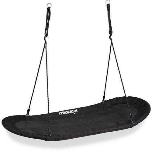 4052025322649 - Nestschaukel xxl Schaukelnest für Kinder & Erwachsene 100kg Mehrkindschaukel oval 1415 x 435 cm schwarz - Relaxdays