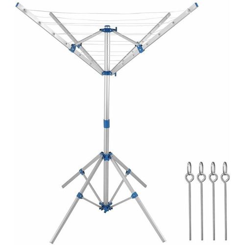 4250525305807 - No Brand - monzana® Wäschespinne Höhenverstellbar Mobil mit 4 Erdspieße Camping Wäscheständer Wäscheleine Wetterfest Leicht Aluminium