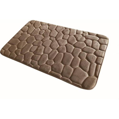 4002148913538 - Badematte Premium Badezimmerteppichtaupe Stein Optik rutschfest 50x80 cm« Adob lichtecht ruschtfest Memoryschaum rutschfest besonders saugfähig