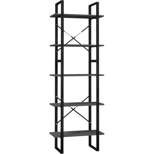 8720286649411 - Bonnevie - BücherregalStandregal 5 Fächer Grau 60x30x175 cm Massivholz Kiefer vidaXL