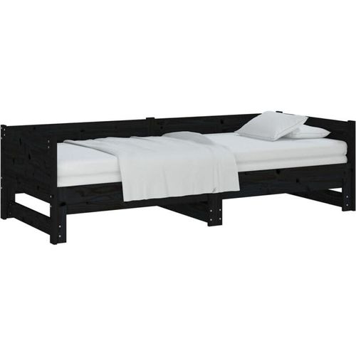 8720287072393 - Ausziehbares TagesbettGästebett Schwarz Massivholz Kiefer 2x(80x200) cm vidaXL