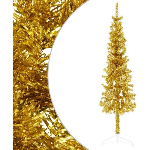 8720287000921 - Künstlicher Halb-WeihnachtsbaumKunstbaum mit Ständer Schlank Gold 120 cm Vidaxl