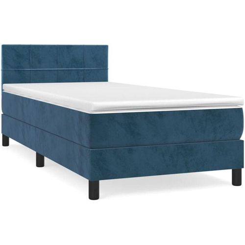 8720287459552 - Vidaxl - Boxspringbett mit Matratze Dunkelblau 100x200 cm Samt