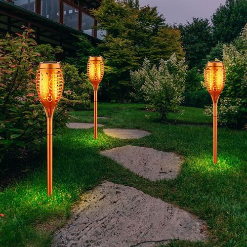 9007371473946 - - Garten Deko Solarlampe Solarlampen für Außen Erdspiess Gartenleuchten Solar mit Erdspieß kupfer Akku 6-8h12x led DxH 75x51 cm 3er Set