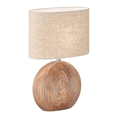 4003694506083 - Fischer&honsel - Tischleuchte Nachttischlampe Beistellleuchte E14 Keramik Holzoptik Textil sand