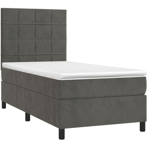 8720845516604 - Jinlefu - Boxspringbett mit Matratze Dunkelgrau 90x190 cm Samt vidaXL