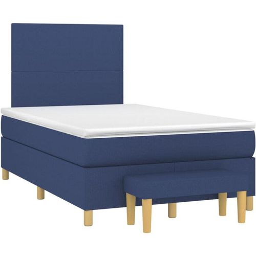 8720845529970 - Jinlefu - Boxspringbett mit Matratze Blau 120x200 cm Stoff vidaXL