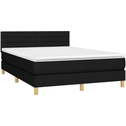 8720287453635 - Jinlefu - Boxspringbett mit Matratze Schwarz 140x200 cm Stoff vidaXL