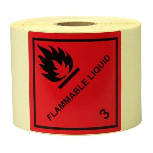 4056705700383 - Transpak - Etiketten Maße 100x100mm Papier rot Aufdruck Flammable Liquid