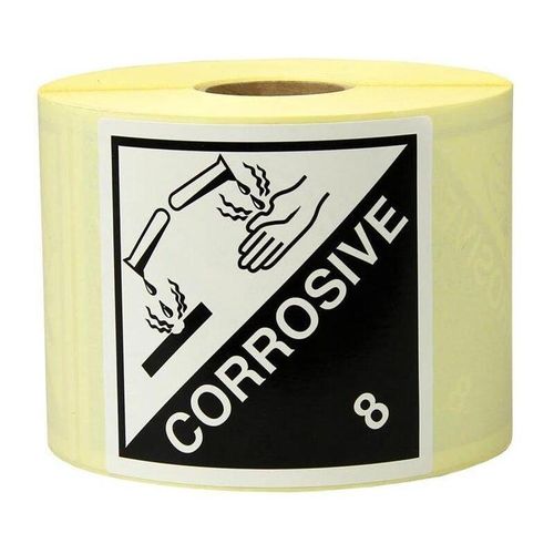 4056705700420 - Transpak - Etiketten Maße 100x100mm Papier weiß schwarz Aufdruck Corrosive