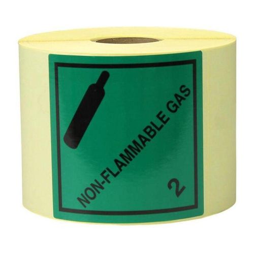 4056705720916 - Transpak - Etiketten Maße 100x100mm Papier grün Aufdruck Non Flammable Gas