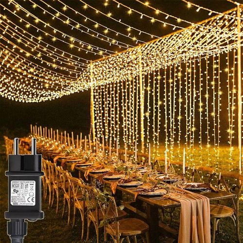 3802293621279 - x 3 m Lichtervorhang 600 LEDs warmweiße Lichtgirlande 8 Modi Weihnachten für Pergola Garten Außen- und Innendekoration