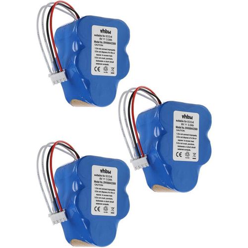 4068201944338 - 3x Akku kompatibel mit Hoover RVC0010 RVC0011 RVC0011-001 Staubsauger (3000 mAh 6 v NiMH) - Vhbw