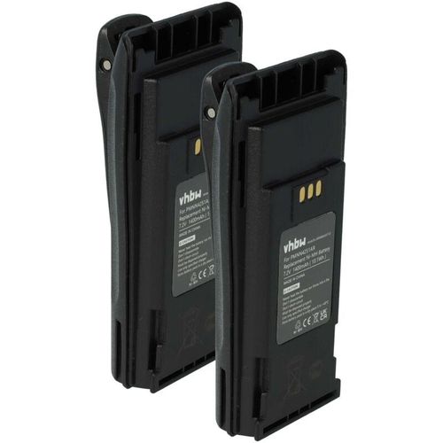 4069099576694 - vhbw 2x Akku Ersatz für Motorola NNTN4497A NNTN4851 NNTN4497AR für Funkgerät Walkie Talkie (1400 mAh 72 V NiMH) + Gürtelclip