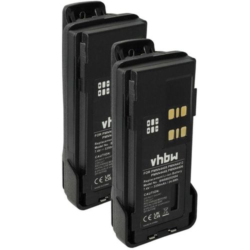 4065705727207 - 2x Akku kompatibel mit Motorola DP4400 APX4000 DP4000 DP2600E Funkgerät Walkie Talkie (3350 mAh 74 v Li-Ion) + Gürtelclip - Vhbw