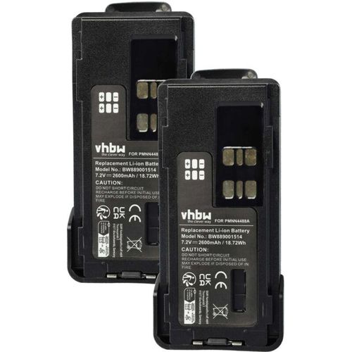 4069099549537 - 2x Akku Ersatz für Motorola PMNN4415AR PMNN4415 PMNN441 für Funkgerät Walkie Talkie (2600 mAh 74 v Li-Ion) + Gürtelclip - Vhbw