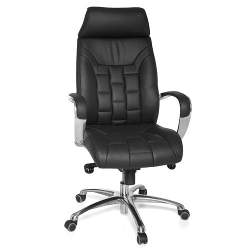 4250950206076 - Finebuy - Bürostuhl Echtleder schwarz Schreibtischstuhl bis 120kg x-xl Wippfunktion Chefsessel Armlehnen Drehstuhl
