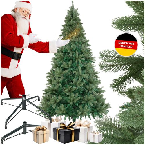 4061173269713 - tectake® Weihnachtsbaum verschiedene Größen künstlich in Grün mit PVC- und Spritzgussnadeln formbar mit viel Volumen pulverbeschichteter Metallständer mit Kunststoffkappen