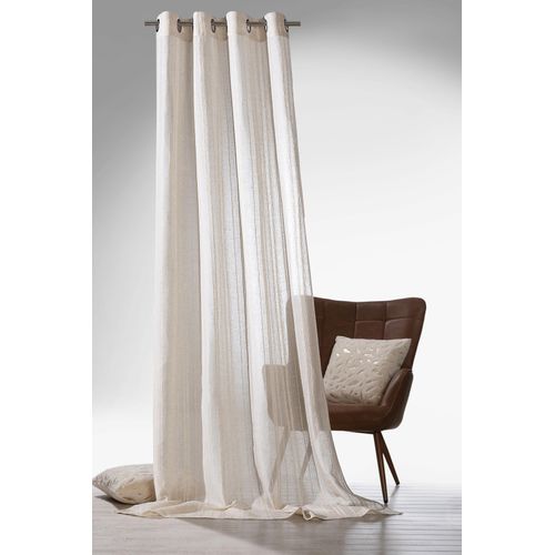 4005385838275 - Vorhang WECKBRODT Natural Linen Gr 1 beige (natur) Gardinen 245cm Ösen 135cm Leinen Polyester Gardine Ösenschal Längsstreifen halbtransparent B135cm H245cm