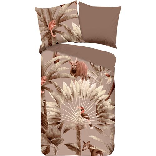 8717285209777 - Wendebettwäsche GOOD MORNING Fuji Bettwäsche Gr B L 155 cm x 220 cm 1 St 1 St Renforcé B L 80 cm x 80 cm grau (taupe) 100% Baumwolle Renforcé 135x200 Reißverschluss Wendeoptik Taupe