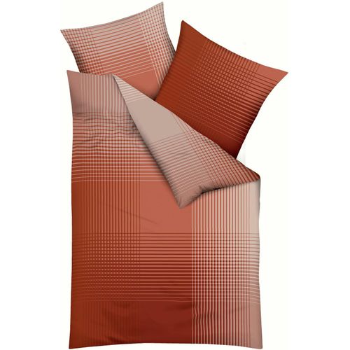 4054141114771 - Bettwäsche KAEPPEL Master Gr B L 240 cm x 220 cm 1 St 2 St Mako-Satin B L 80 cm x 80 cm & 80 cm x 80 cm orange (terra) mit Karomuster