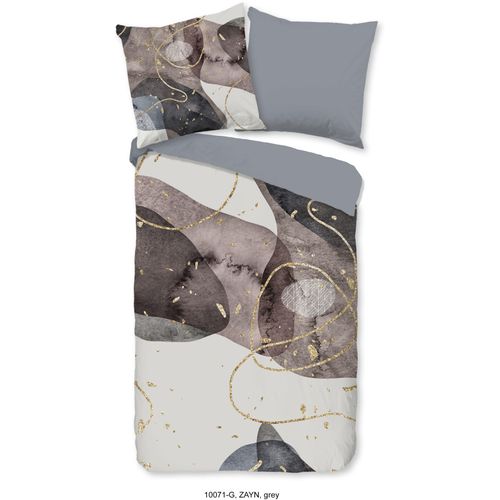 8717285230498 - Wendebettwäsche GOOD MORNING Zayn Bettwäsche Gr B L 155 cm x 220 cm 1 St 1 St Renforcé B L 80 cm x 80 cm grau Baumwolle 135x200 2 Teilig Reißverschluss Wendeoptik Abstrakt