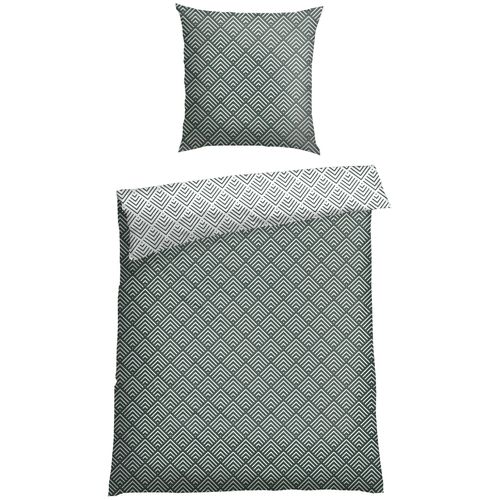 4251806426358 - Bettwäsche SCHIESSER Mabel aus weicher Baumwolle mit abstraktem Muster Gr B L 155 cm x 220 cm 1 St 1 St Renforcé B L 80 cm x 80 cm grün MADE IN GREEN by OEKO-TEX