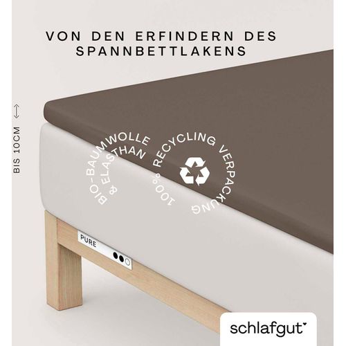 4007399454663 - Spannbettlaken SCHLAFGUT PURE TOPPER in Gr 90x200 140x200 oder 180x200 cm Laken für Topper Gr B L 180-200 cm x 200-220 cm 1 St Jersey-Elasthan 180-200 x 200-220 cm 10 cm beige (sand deep) aus 100% Bio-Baumwolle für Matratzen bis 10 cm Höhe Bettlaken