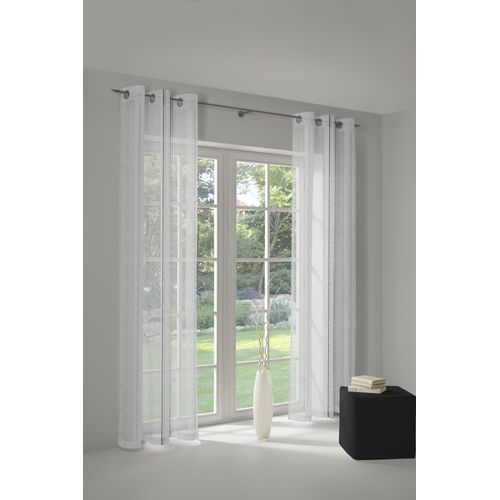 4004567059606 - Vorhang WIRTH Chloé Gardinen Gr 145 cm Ösen 140 cm grau Gardine Übergardine Fertiggardine Flauschvorhang Ösenschal Gardinenstore Fertigstore Langstore Ösen Store