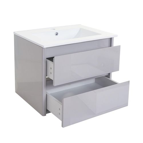 4057651189321 - Waschbecken + Unterschrank MCW-B19 Waschbecken Waschtisch Badezimmer hochglanz 50x60cm ~ grau 4057651189321 - Waschbecken + Unterschrank MCW-B19 Waschbecken Waschtisch Badezimmer hochglanz 50x60cm ~ grau
