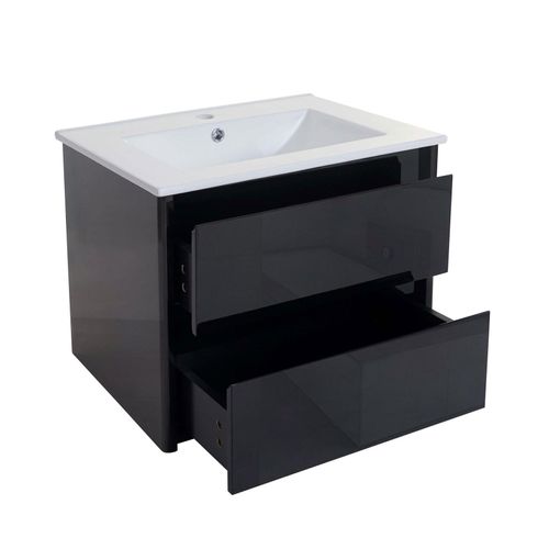 4057651189307 - Waschbecken + Unterschrank MCW-B19 Waschbecken Waschtisch Badezimmer hochglanz 50x60cm ~ schwarz 4057651189307 - Waschbecken + Unterschrank MCW-B19 Waschbecken Waschtisch Badezimmer hochglanz 50x60cm ~ schwarz