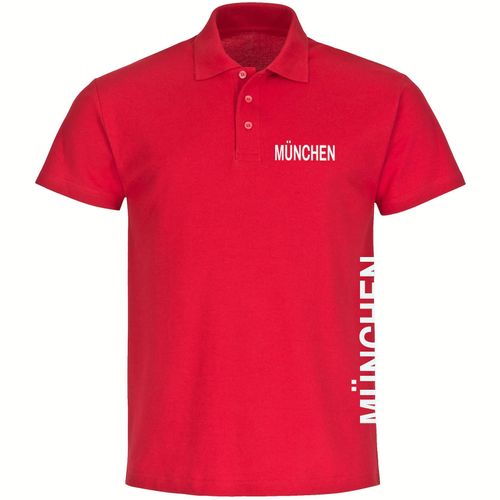 4068859085513 - multifanshop Poloshirt - München rot - Brust & Seite - Druck weiß - Polo 4068859085513 - multifanshop Poloshirt - München rot - Brust & Seite - Druck weiß - Polo
