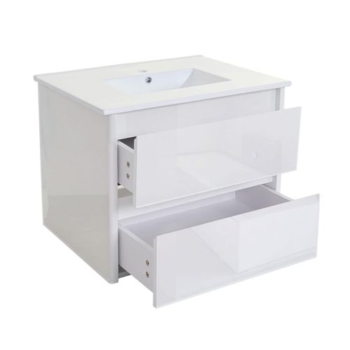4057651189482 - Waschbecken + Unterschrank MCW-B19 Waschbecken Waschtisch Badezimmer hochglanz 50x80cm ~ weiß
