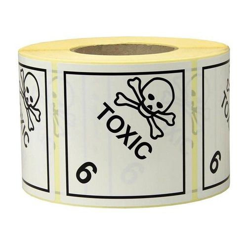 4056705700413 - Transpak - Etiketten Maße 100x100mm Papier weiß Aufdruck Toxic