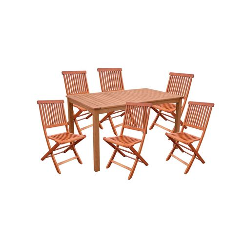 4059865461613 - 7tlg Holz Tischgruppe Gartenmöbel Gartentisch Stuhl Garten Hochlehner Tisch
