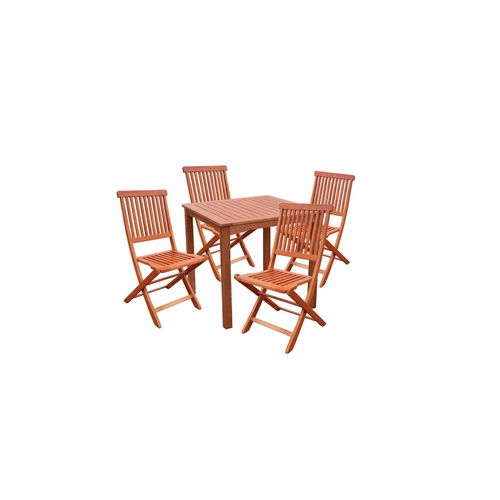 4059865461590 - 3tlg Holz Tischgruppe Gartenmöbel Gartentisch Stuhl Garten Hochlehner Tisch