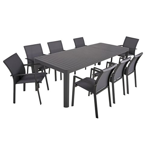 4041908125279 - 9-tlg Alu Tischgruppe AMIRA Set Garten Sitzgruppe Outdoor Grau Metall Kunststoff 4041908125279 - 9-tlg Alu Tischgruppe AMIRA Set Garten Sitzgruppe Outdoor Grau Metall Kunststoff