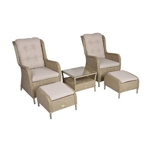 4041908123107 - 5-tlg Polyrattan Sessel Set VALENCIA Sitzgruppe Garten Gruppe Hocker Tisch 4041908123107 - 5-tlg Polyrattan Sessel Set VALENCIA Sitzgruppe Garten Gruppe Hocker Tisch