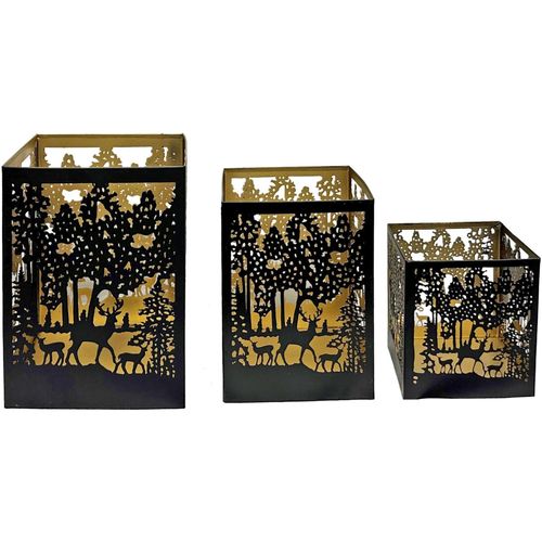 7640131161541 - Laterne »Dameco Forest 3er Set Gold Schwarz« 7640131161541 - Laterne »Dameco Forest 3er Set Gold Schwarz«