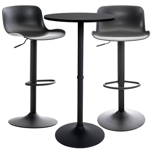 4255716307097 - Bartisch-Set Medora I Runder Stehtisch Und 2x Barhocker Mit Kunststoff-Sitz