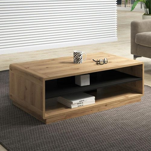 4066075046127 - Lomadox - Couchtisch 120 cm breit ALBANY-83 in Taurus Eiche Nb mit Absetzungen in schwarz matt b h t ca 120 40 60 cm - braun 4066075046127 - Lomadox - Couchtisch 120 cm breit ALBANY-83 in Taurus Eiche Nb mit Absetzungen in schwarz matt b h t ca 120 40 60 cm - braun