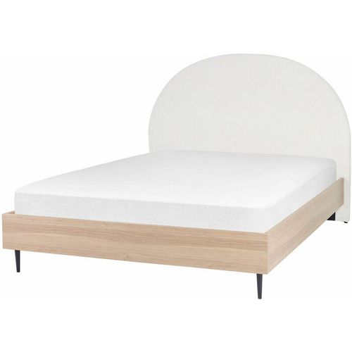 4255664826497 - Beliani - Bett Cremeweiß u Hellbraun 160 x 200 cm mit Holzrahmen Stoff Polster Kopfteil Gepolstert Modern Stilvoll Elegant Design für Schlafzimmer